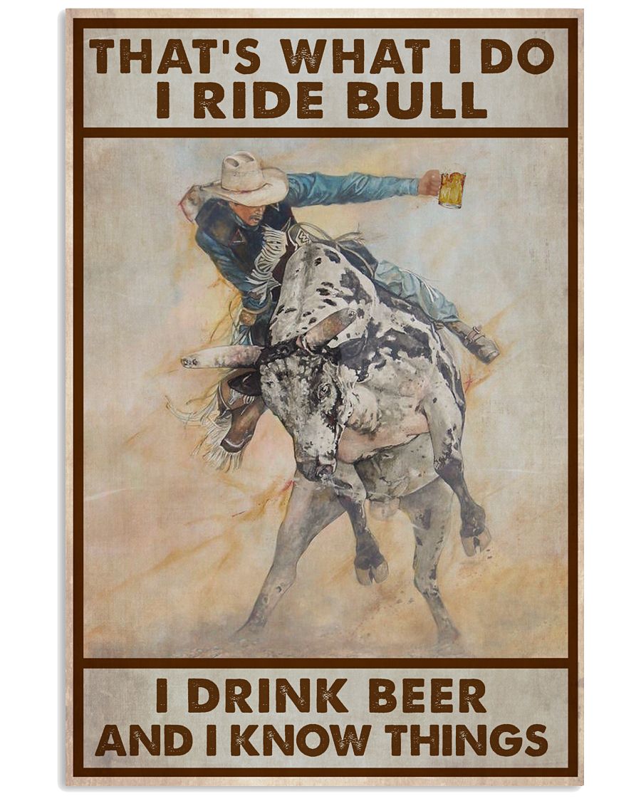 Cowboy Ride Bull And Drink Beer -5555