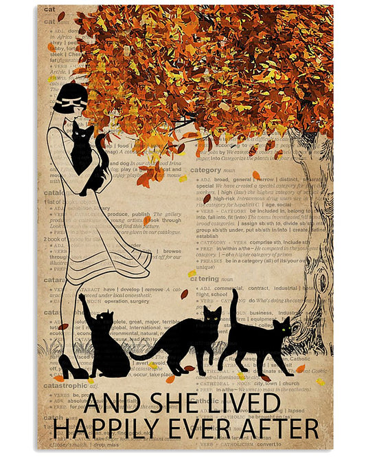 Fall Tree Dictionary Black Cat Lived Happily-5128