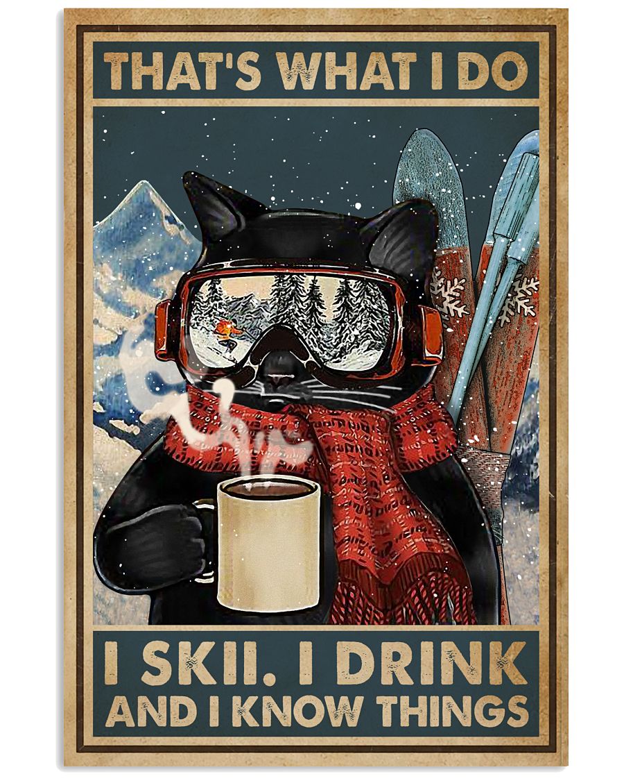 Skiing Cat Coffee That's What I Do-7012