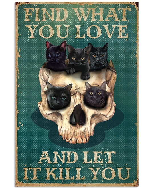 Retro Teal Find What You Love Cats And Skulls-4021