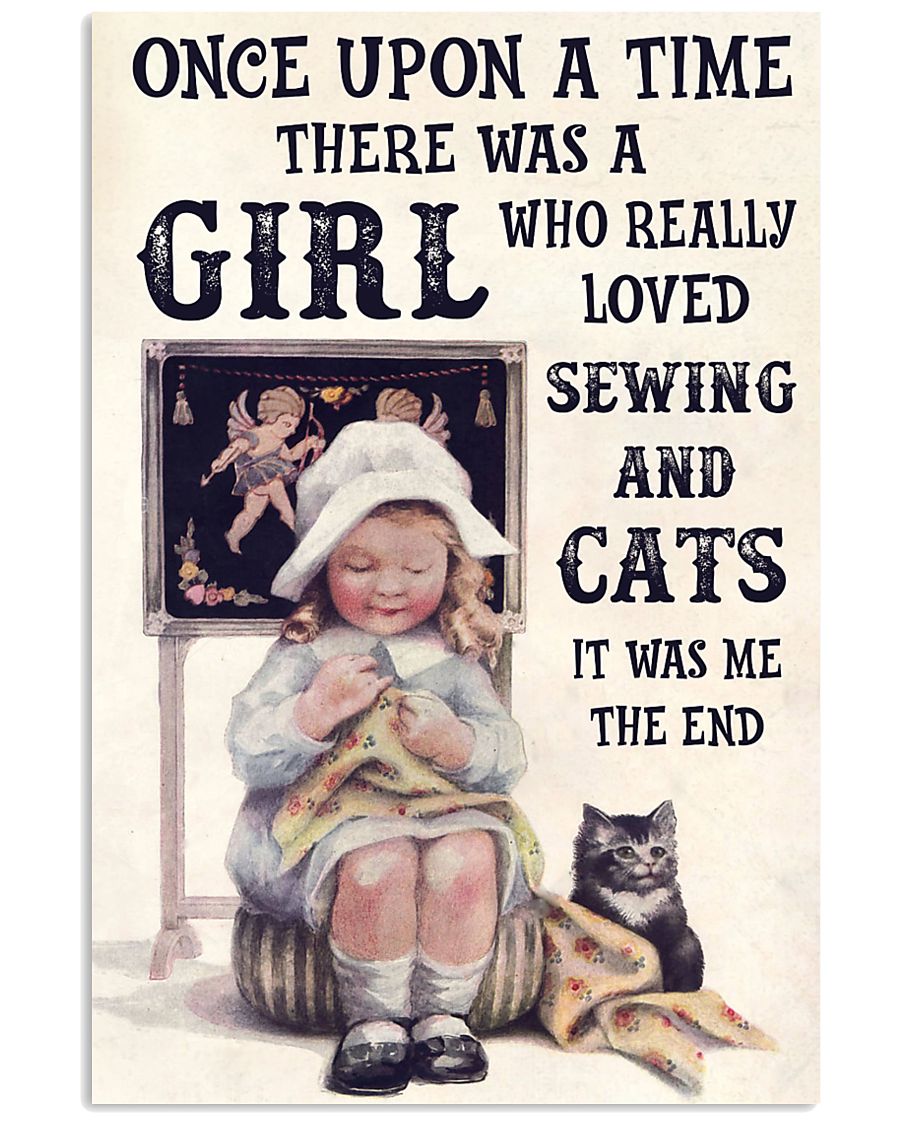 Vintage Girl Really Loved Sewing And Cats-2554