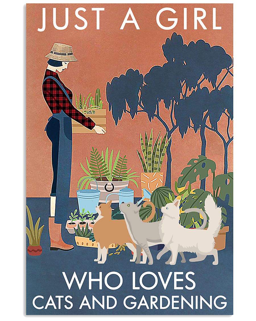 Vintage Just A Girl Loves Gardening And Cat-5768