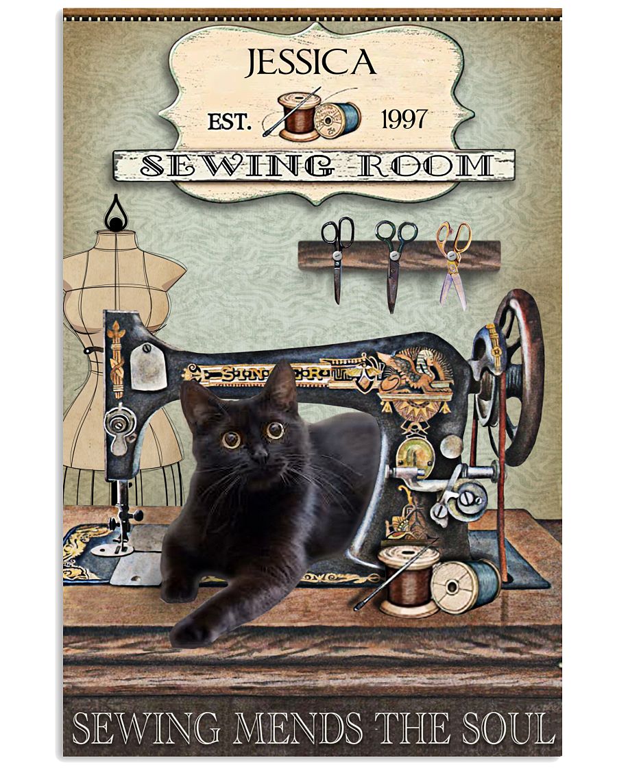 Personalized Sewing Room Black Cat-3612