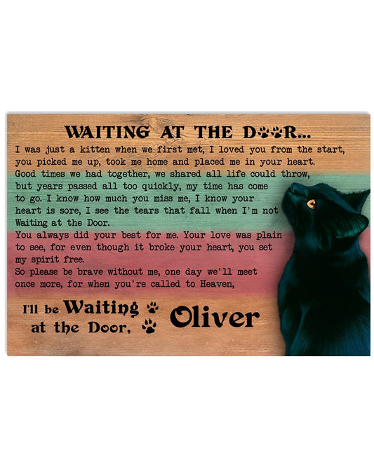 Personalized Black Cat Waiting At The Door-9514