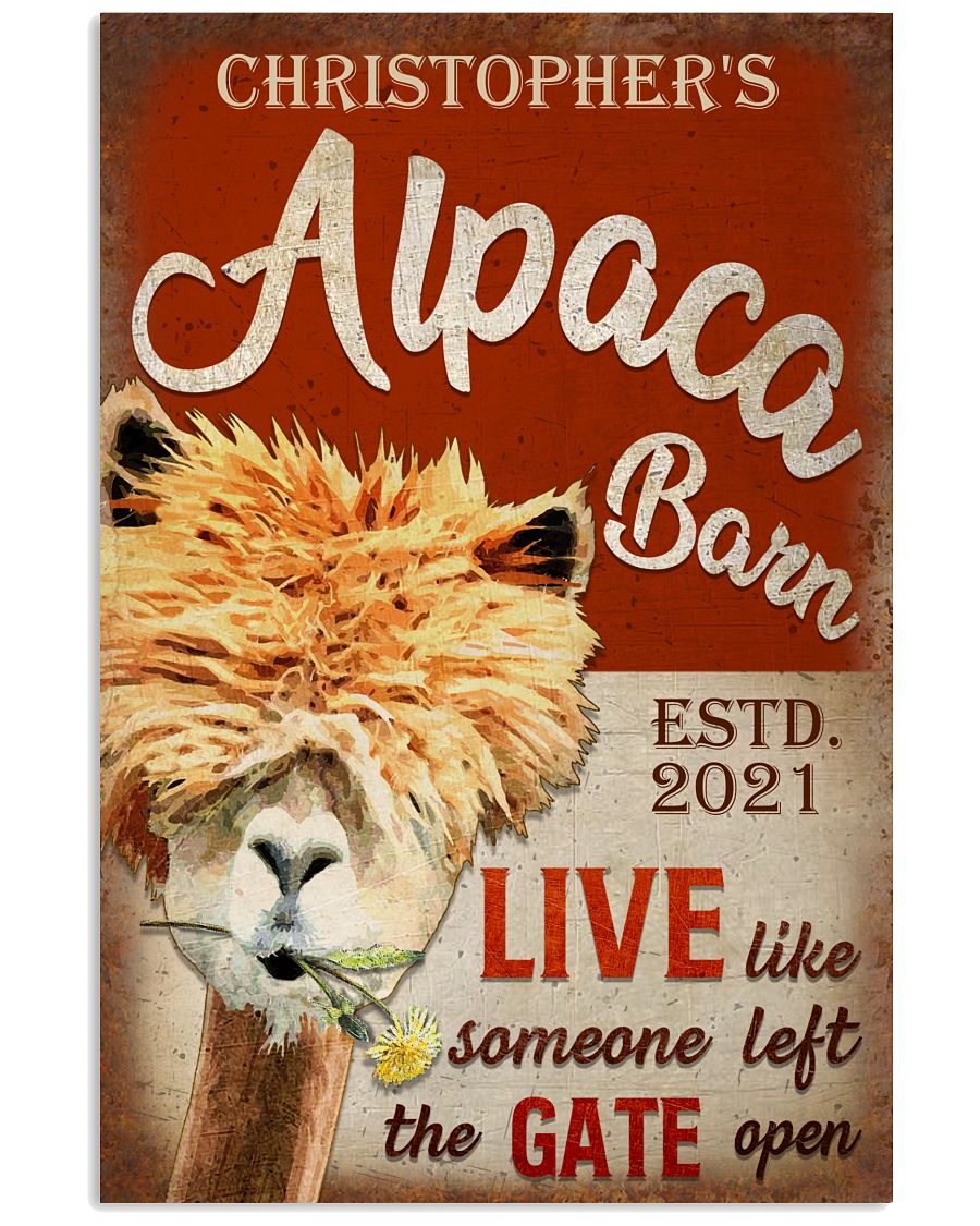 Personalized Alpaca Barn The Gate Open-3874