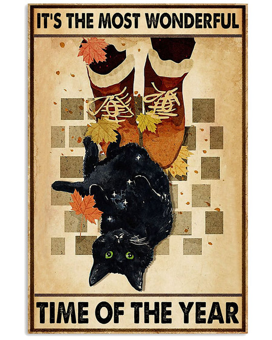 Fall Black Cat Wonderful Time-1573