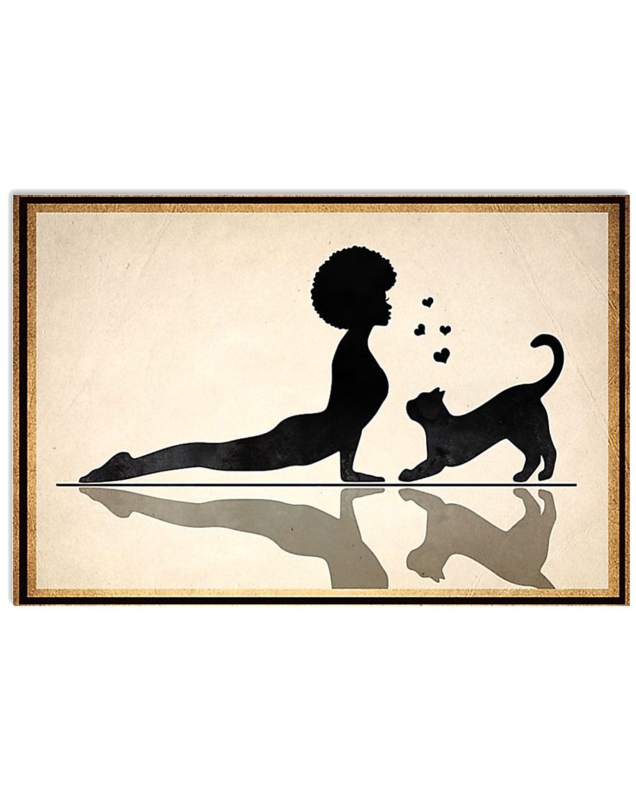 Black girl yoga and cat-4934