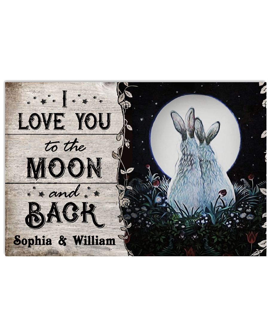 Personalized Rabbit Couple Love To The Moon-8485