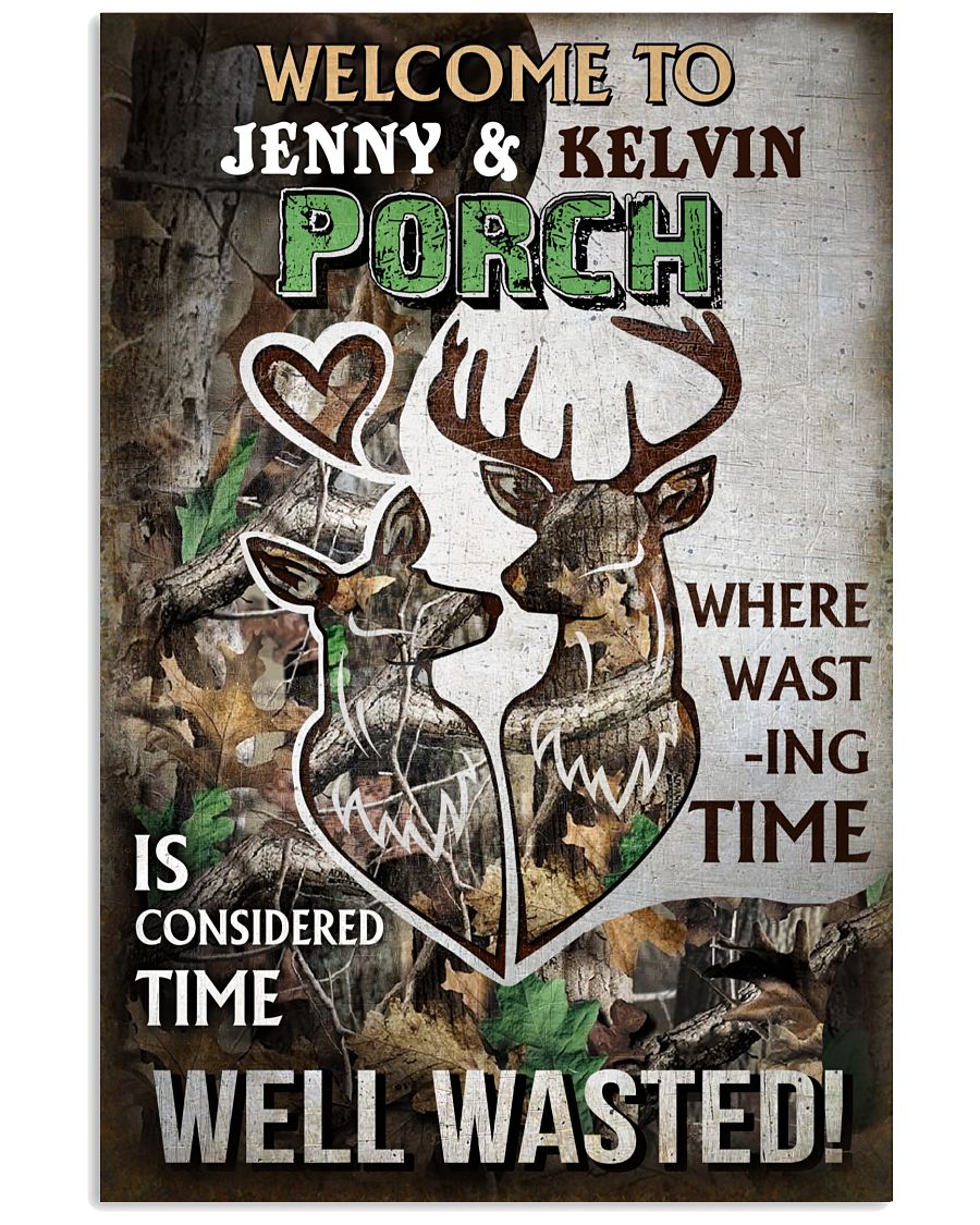 Personalized Deer Couple Welcome To Porch-4599