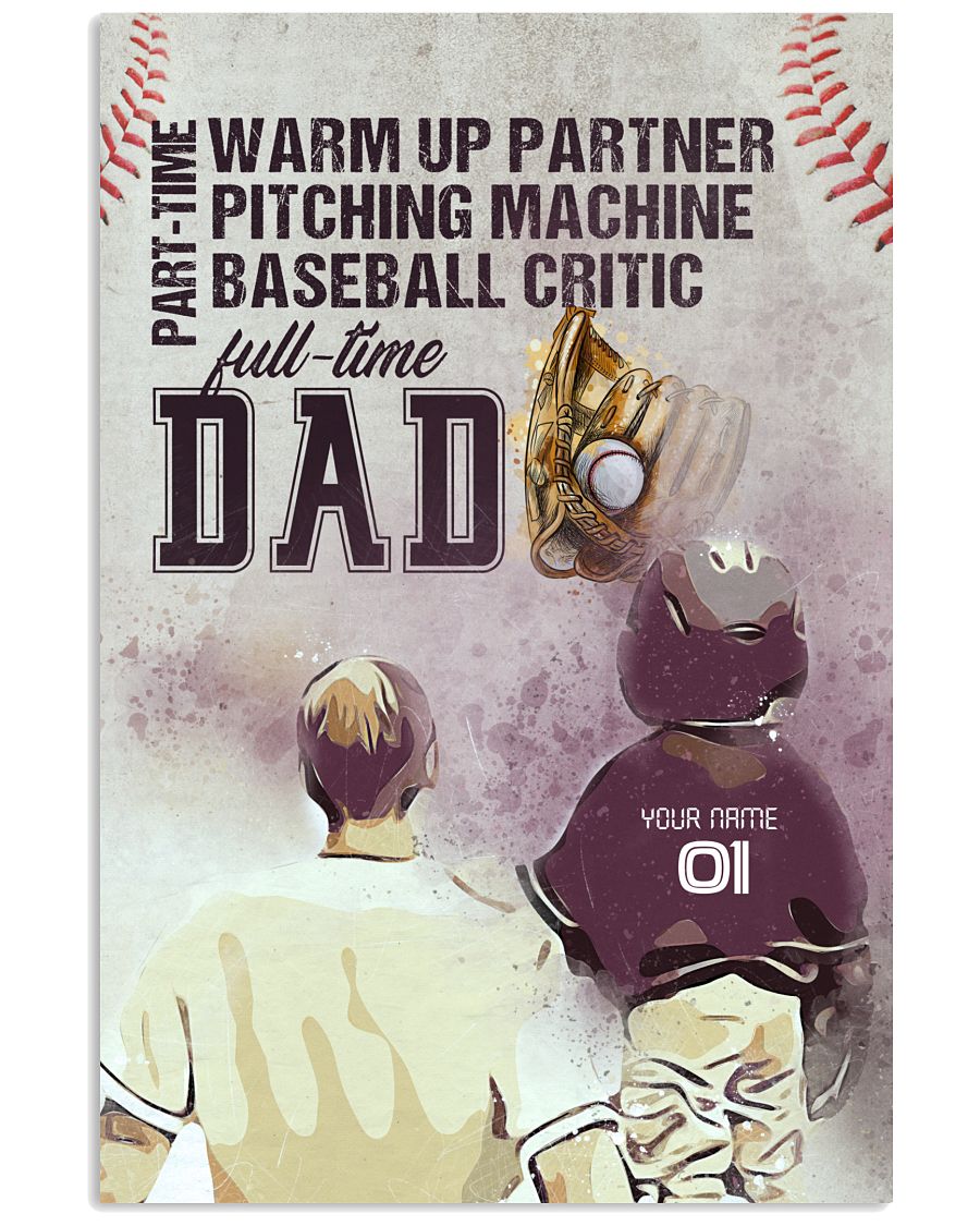 Full-time Dad Baseball - Origin Wall Art Prints Set - Personalized Name and Number-1719