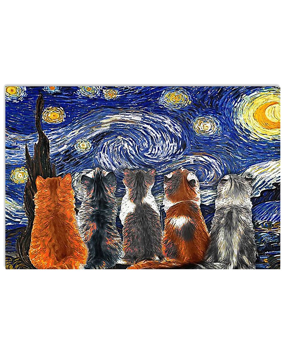 cat starry night poster-3339