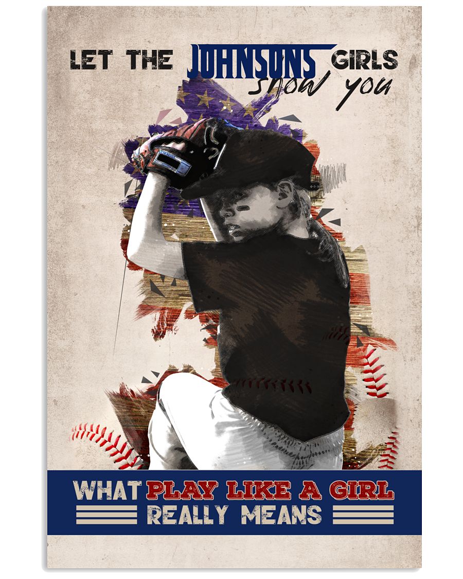 Personalized Baseball Girl Poster Canvas Wood Print Set - Let the Your Family Name Girls show you what play like a girl really means - Origin Arts-4962