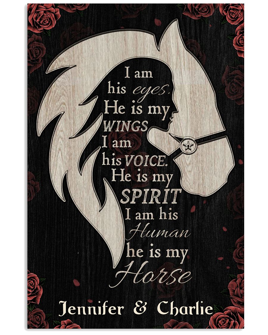 Personalized Horse Girl I Am His Eyes Rose Black-9665