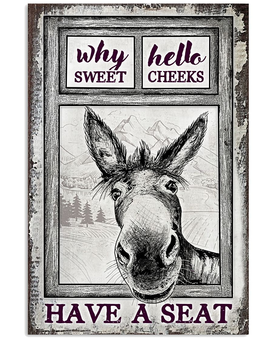 Donkey Why Hello Sweet Cheeks Restroom Sketch-6082