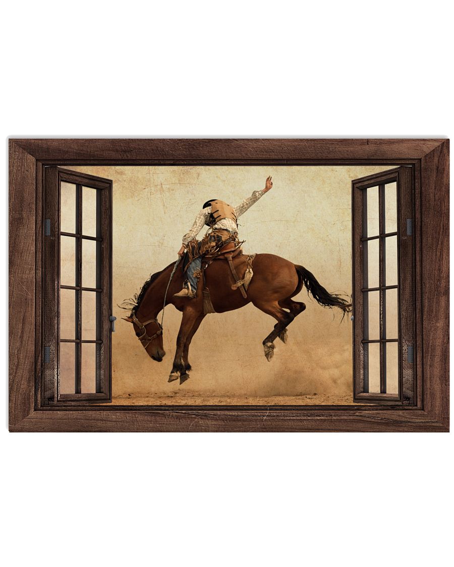 Cowboy Riding Bronco Window-3758