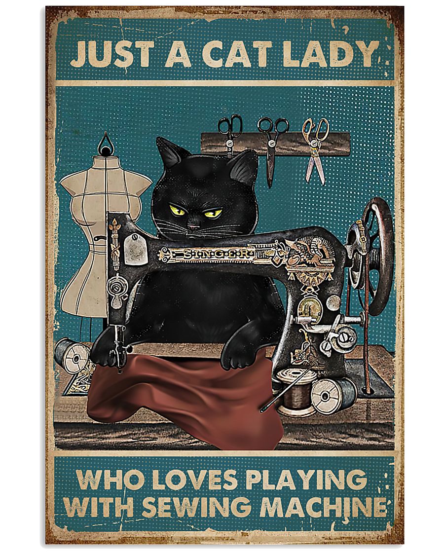 Just A Cat Lady Who Loves Black Cat And Sewing-8388