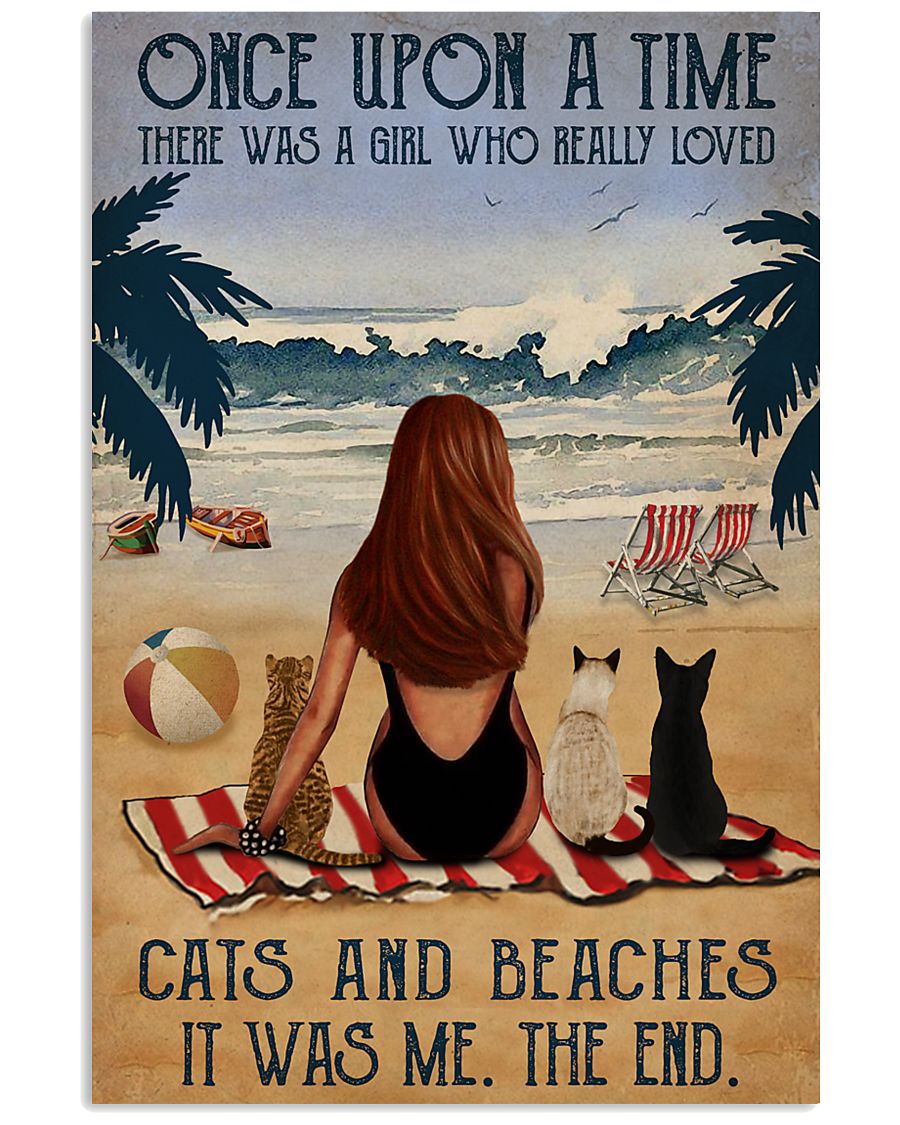 Vintage Beach Once Upon A Time Cats Red Girl-9083