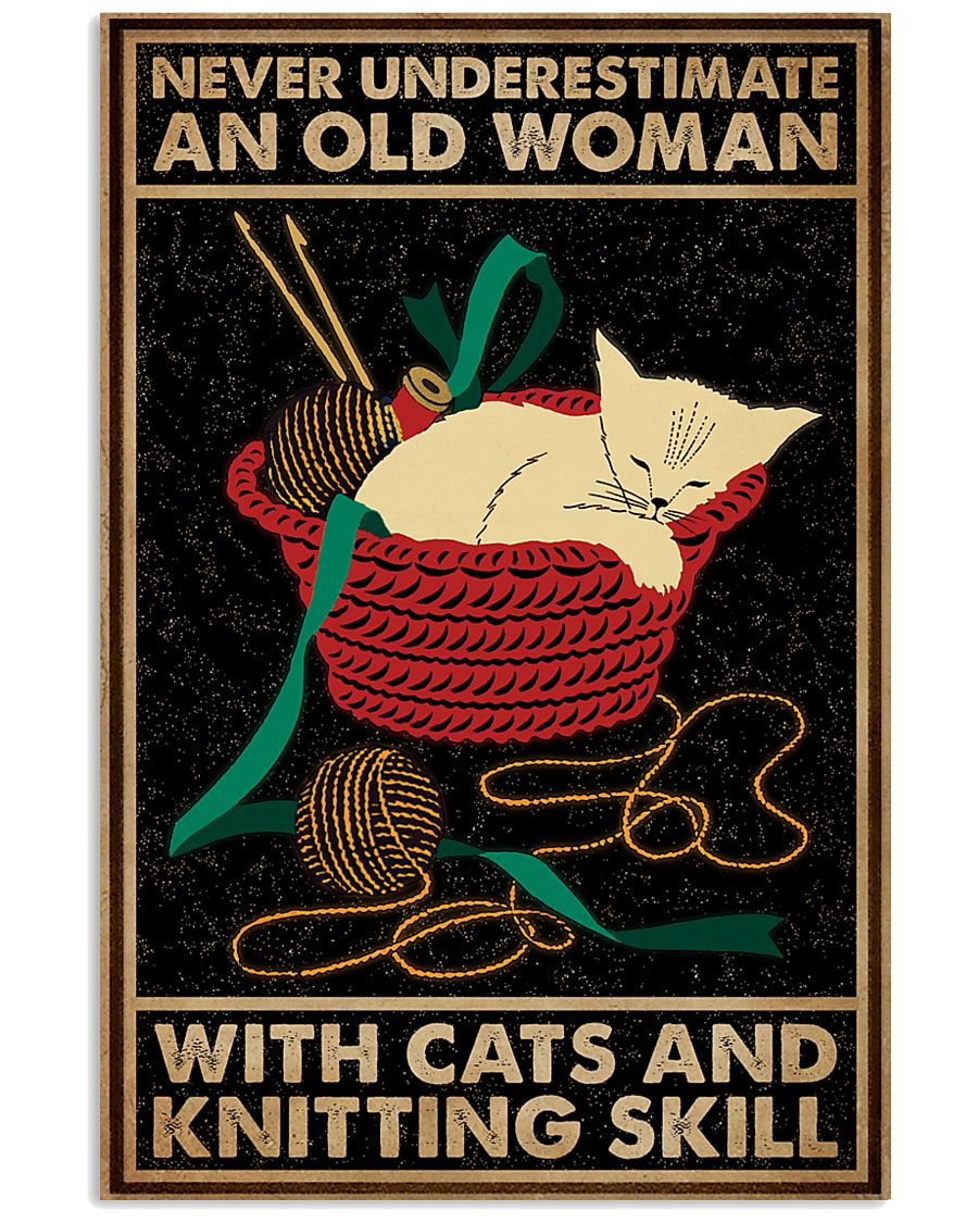 Never Underestimate Cats And Knitting Skill-8295