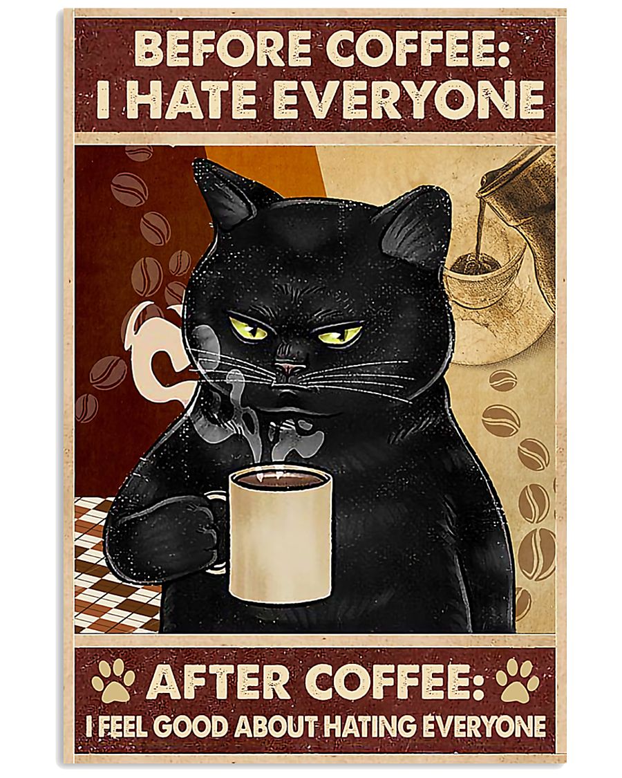 i hate everyone cat with coffee poster-5678