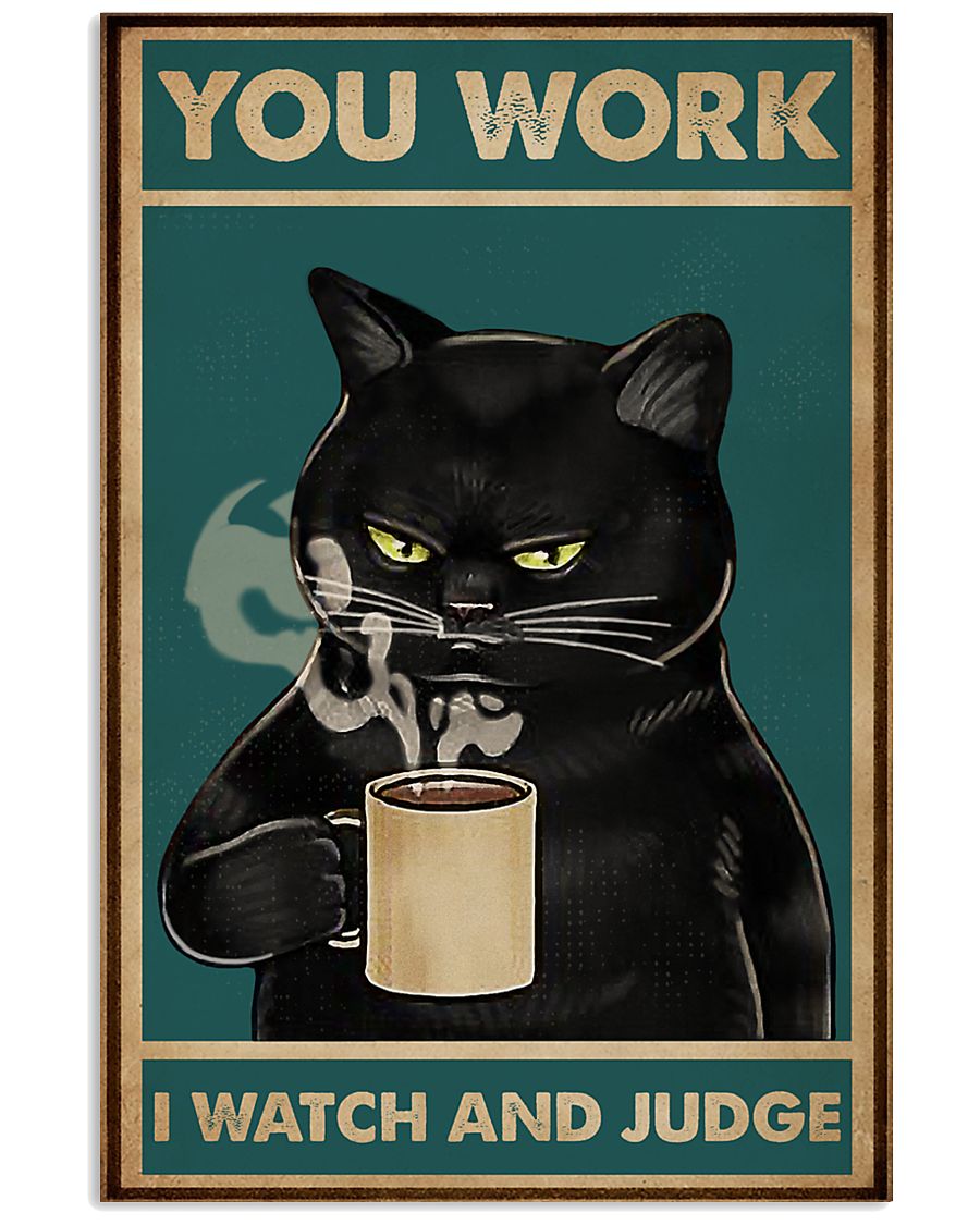 Retro Teal You Work Cat-1919