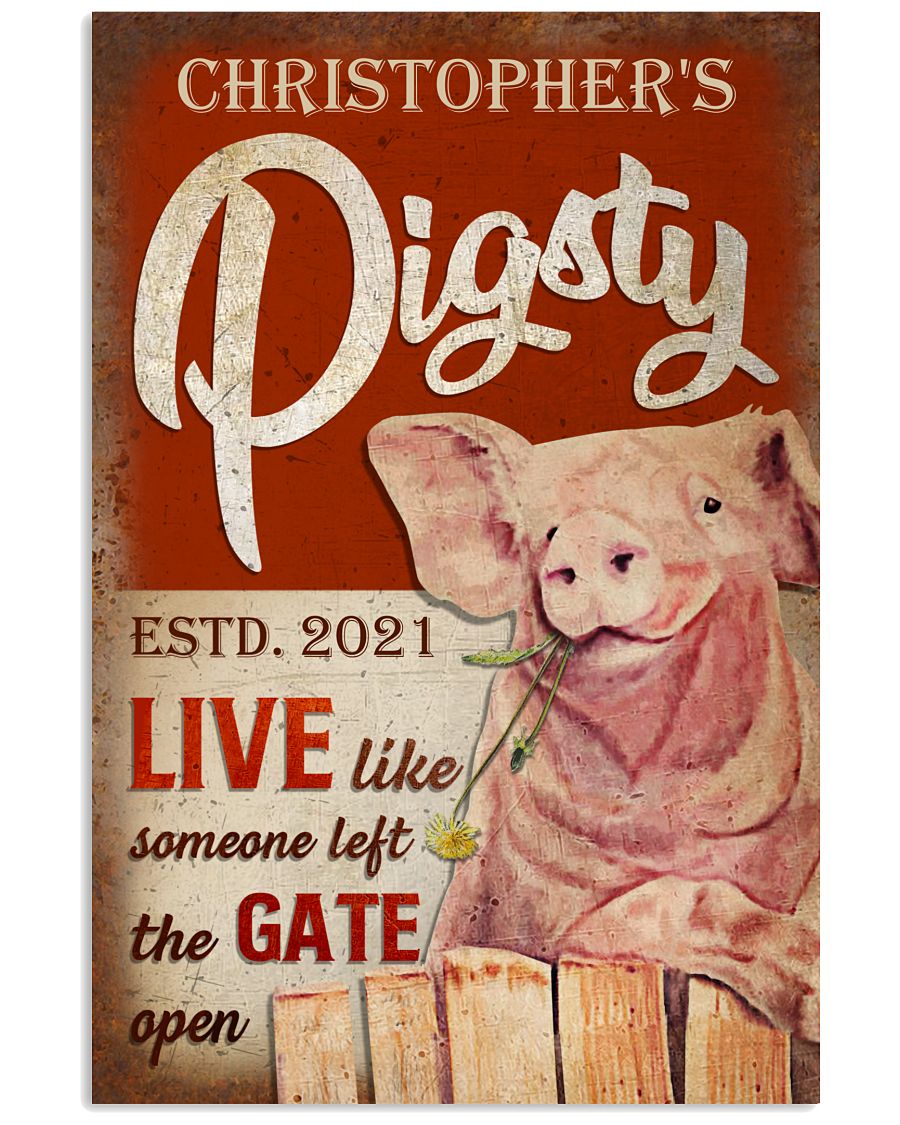 Personalized Pig Pigsty The Gate Open-4947