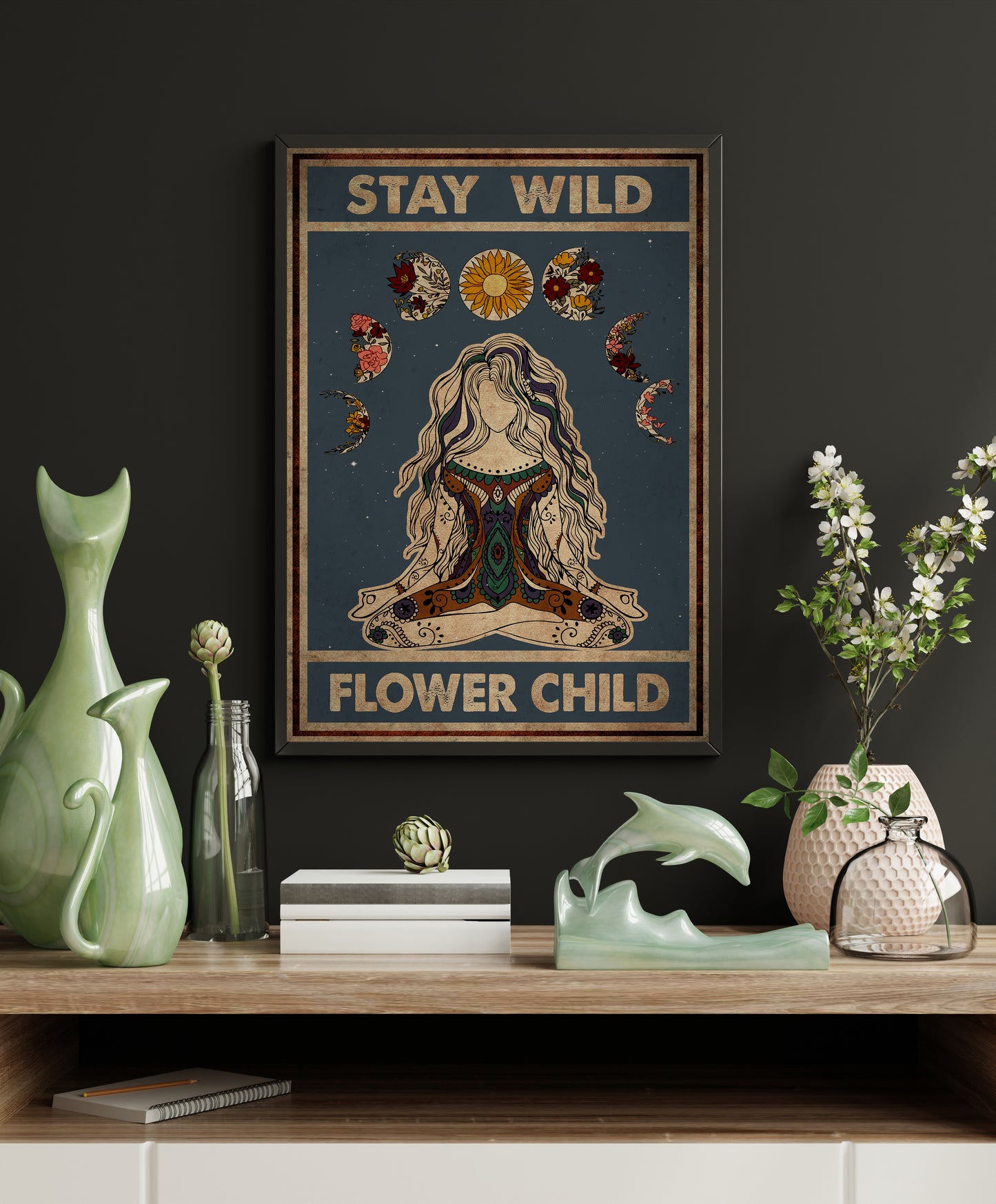 Stay Wild Flower Child Yoga Vertical Poster