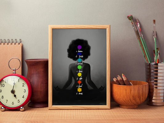 Black Woman Seven Chakras Vertical Poster