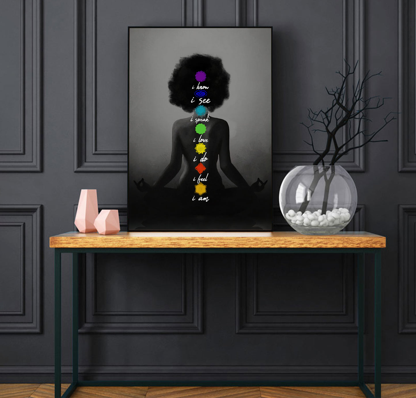 Black Woman Seven Chakras Vertical Poster