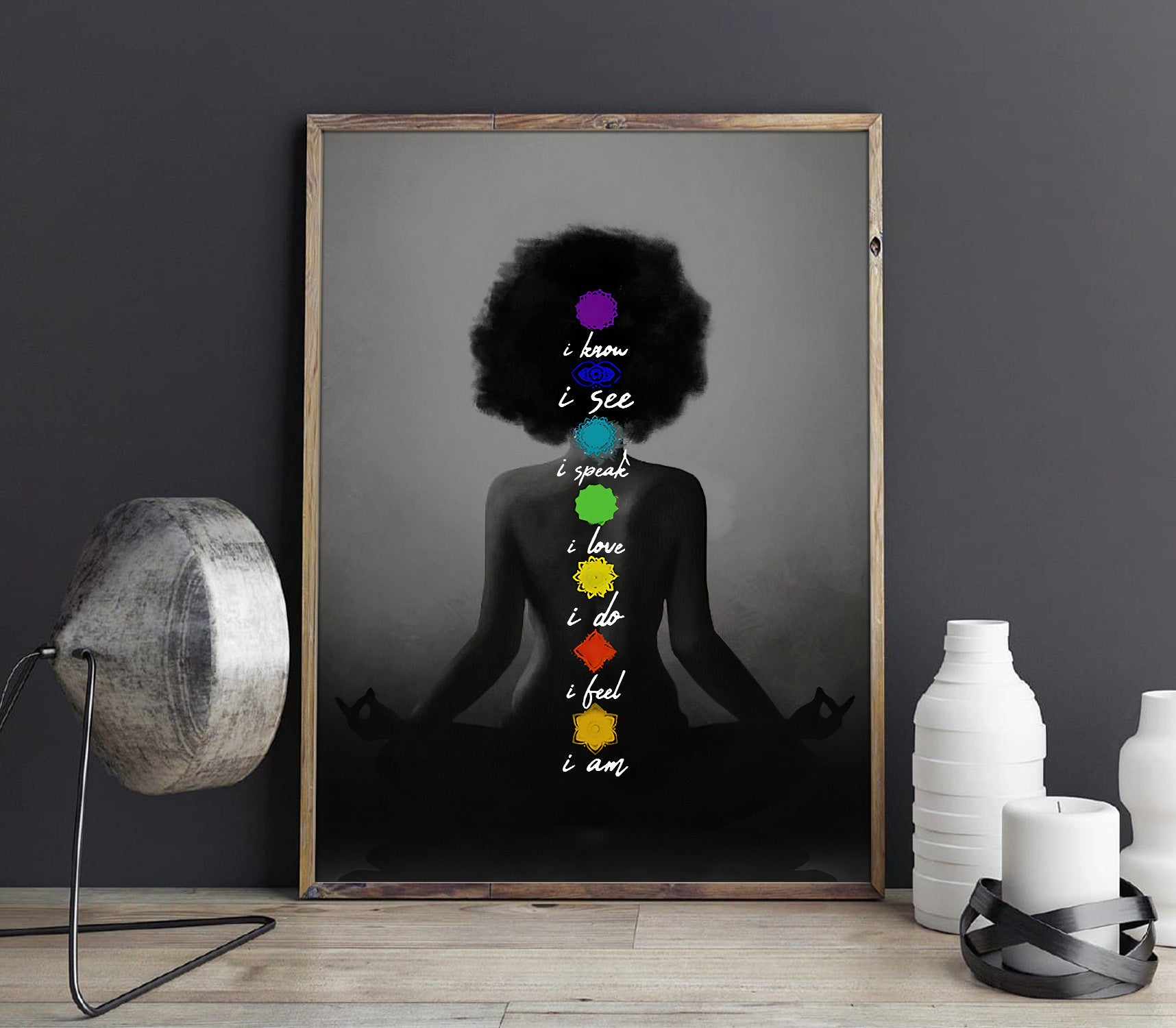 Black Woman Seven Chakras Vertical Poster