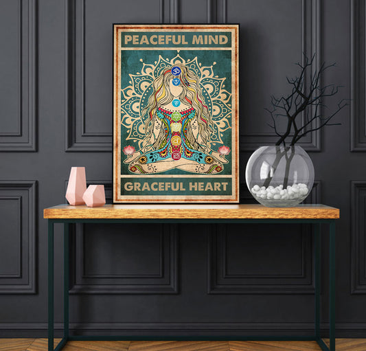 Peaceful Mind Graceful Heart Yoga Poster