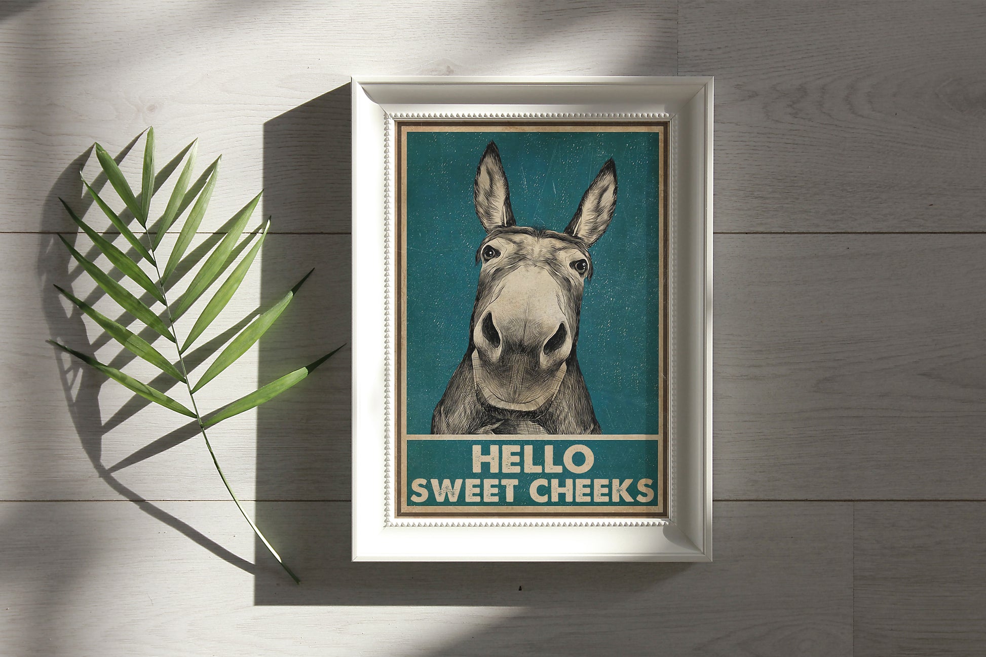 Funny Donkey Hello Sweet Cheeks Bathroom Poster