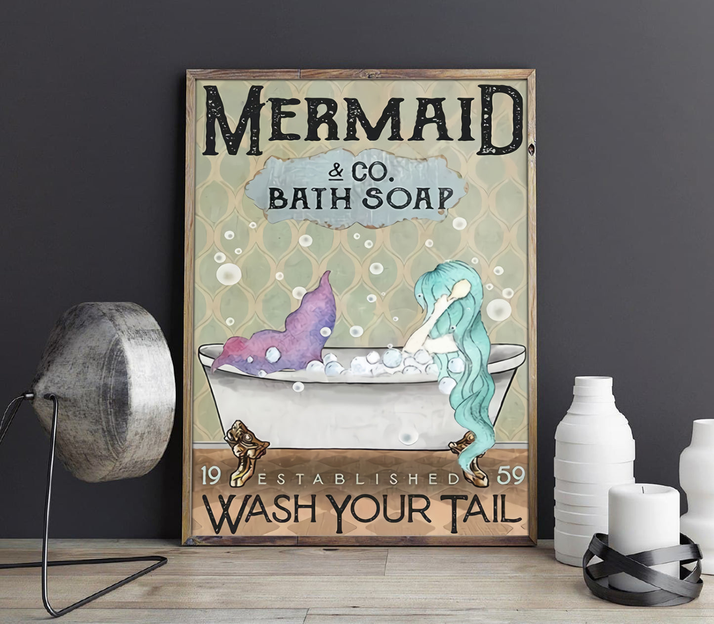 Funny Mermaid Bath Soap Company Bathroom Poster