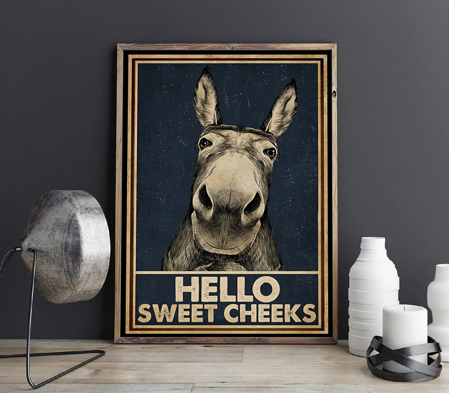 Funny Donkey Hello Sweet Cheeks Bathroom Poster