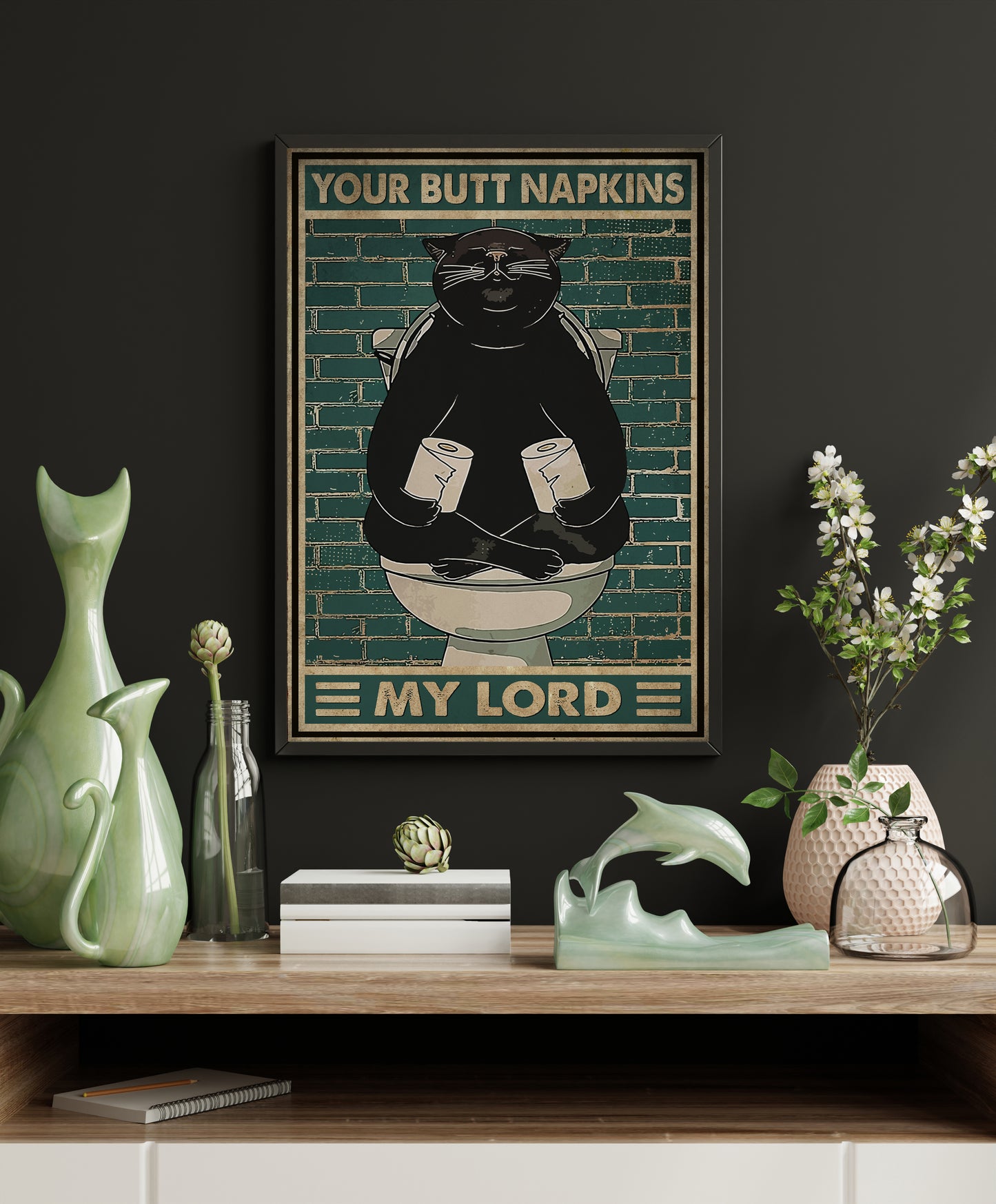 Funny Black Cat Your Butt Napkins My Lord Bathroom Poster