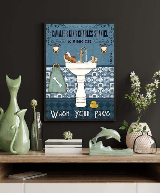 Funny Cavalier King Charles Spanel Bathroom Poster