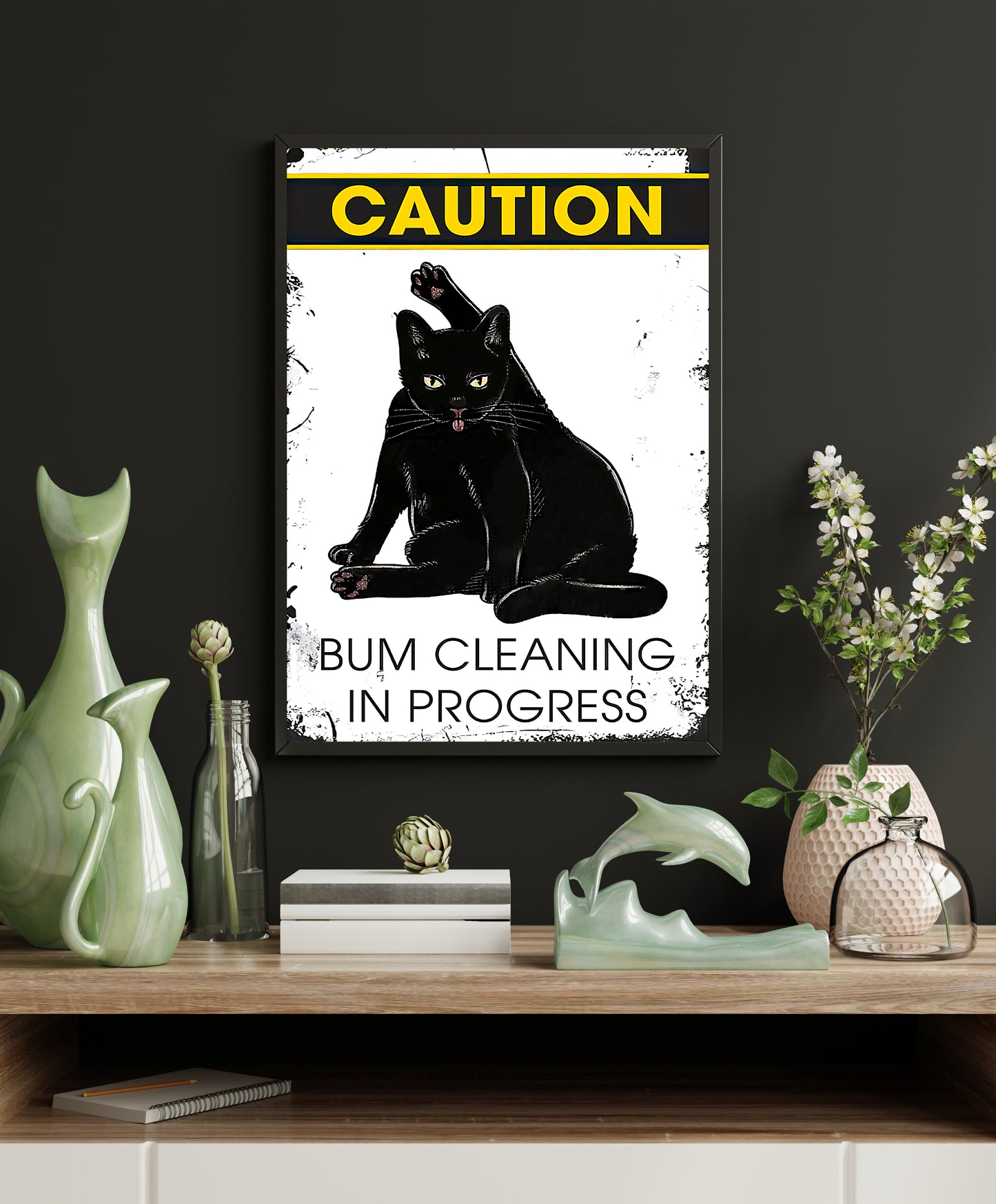 Funny Black Cat Bathroom Poster