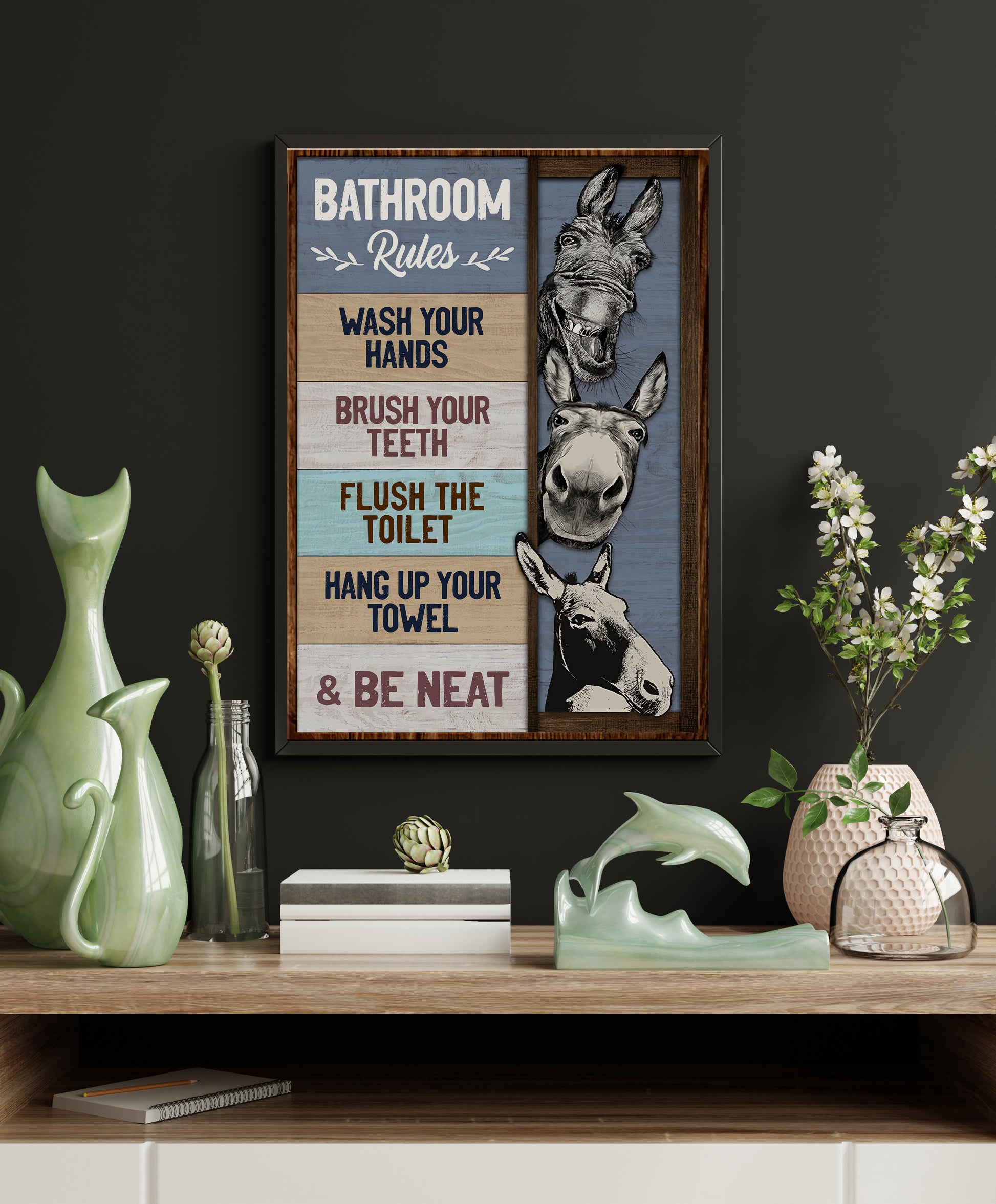 Funny Donkey Bathroom Rules Poster