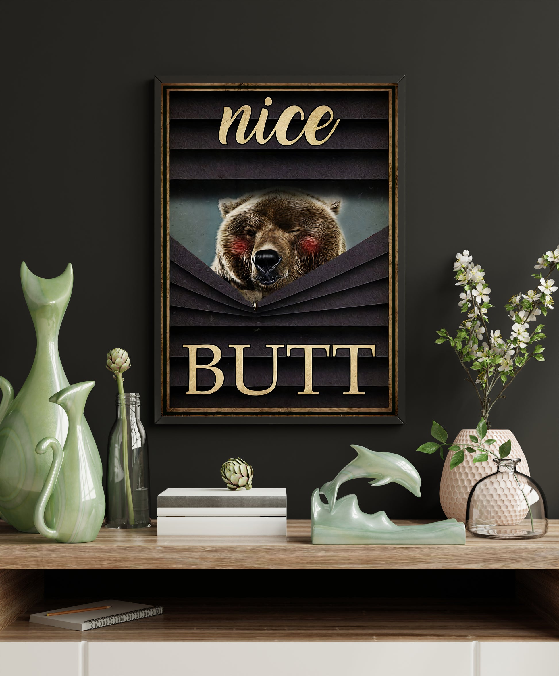 Funny Bear Nice Butt Bathroom Poster