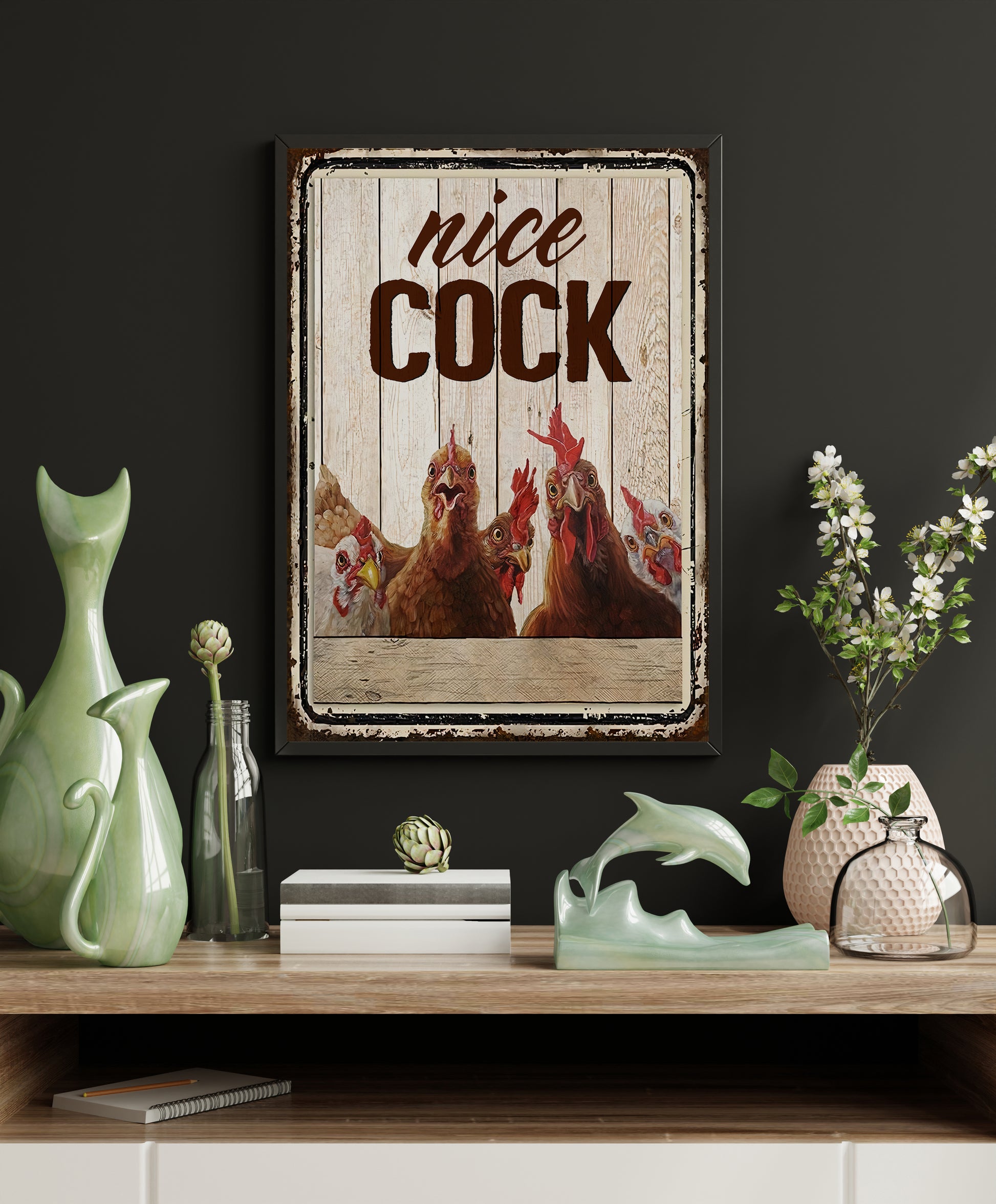 Funny Bathroom Chicken Nice Cock Poster