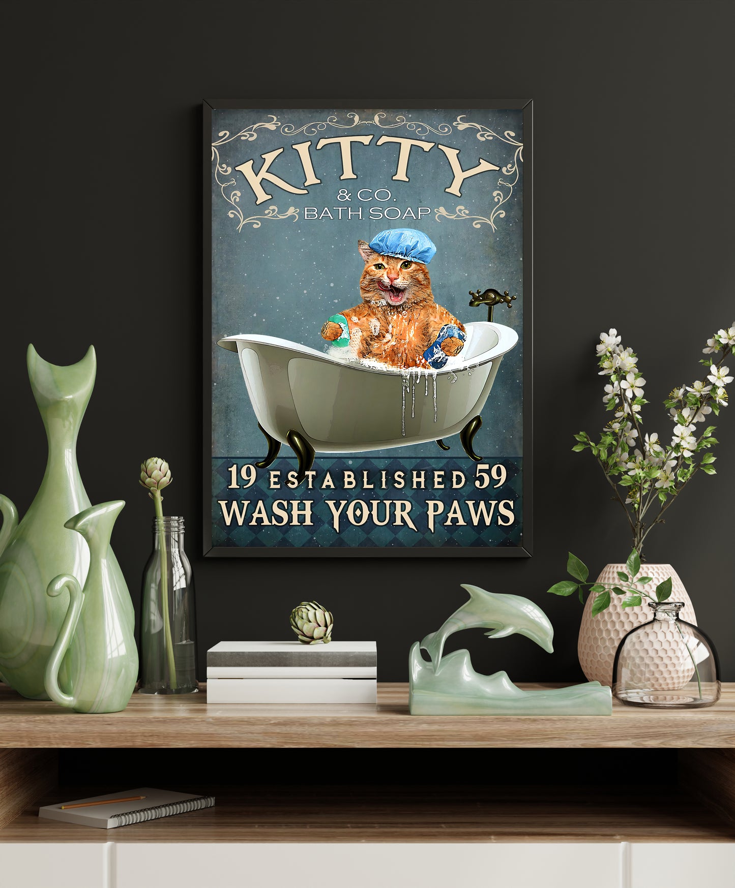 Funny Kitty Cat Bath Soap Company Bathroom Poster