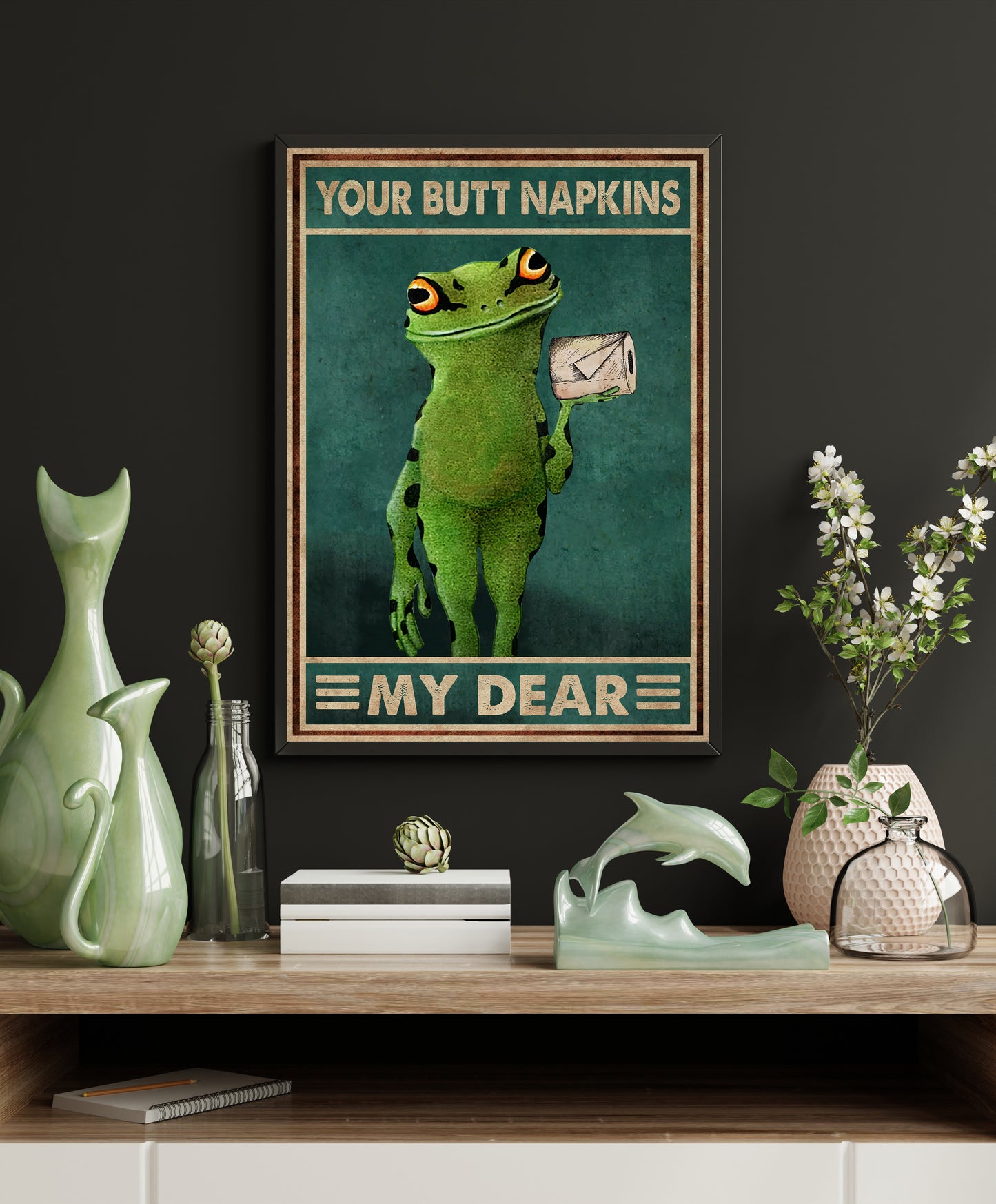 Funny Frog Bathroom Poster