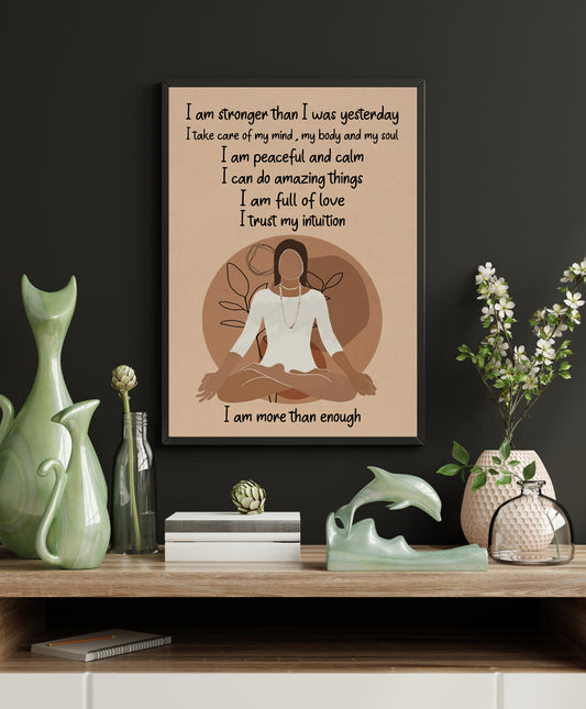 I Am Stronger Than I Was Yesterday Yoga Vertical Poster