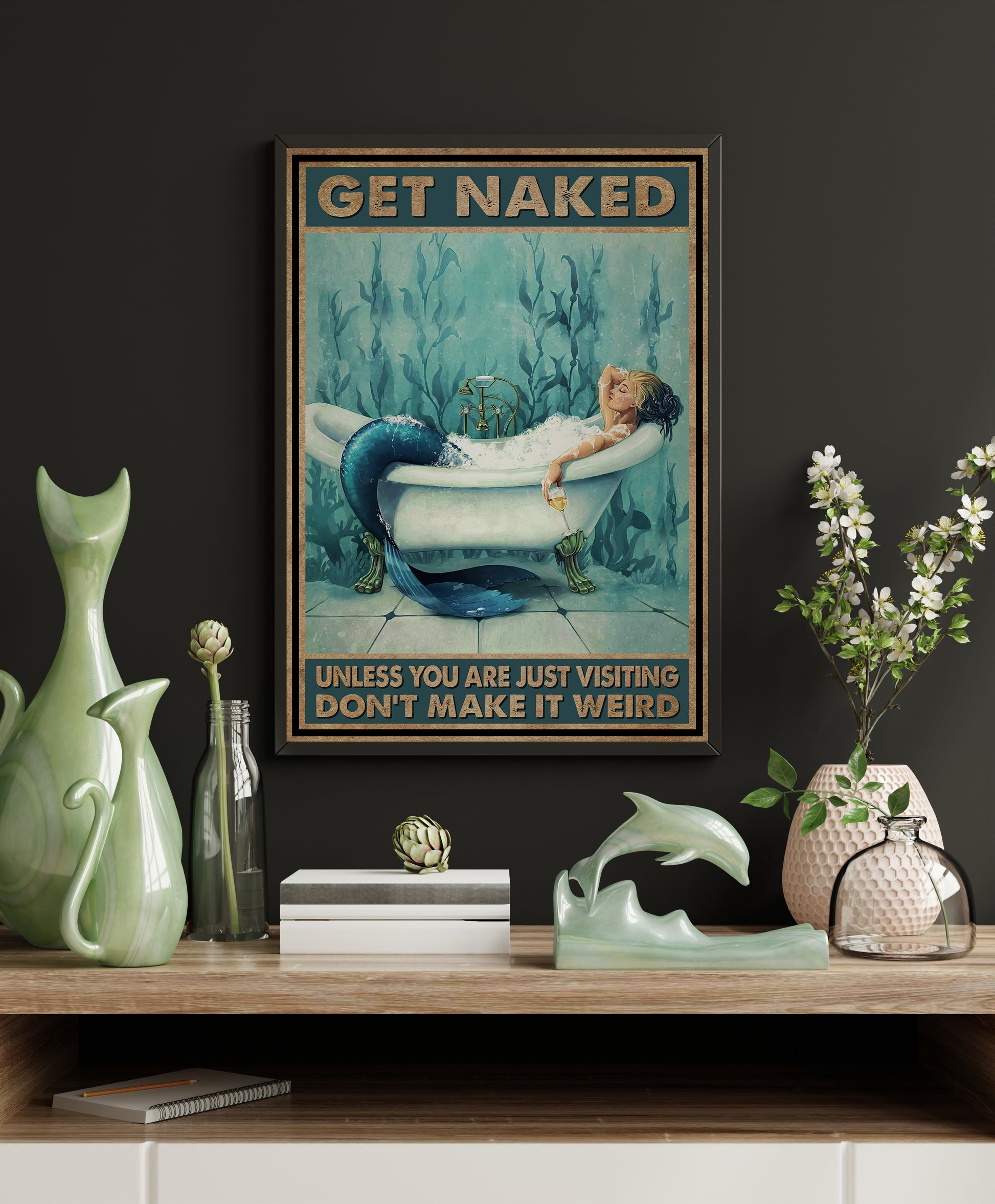 Funny Mermaid Bathroom Poster