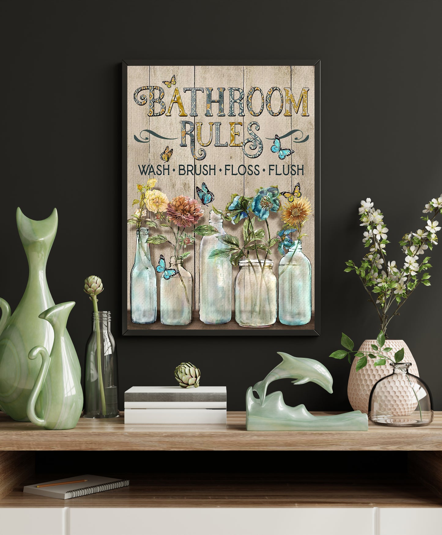 Vintage Bathroom Rules Poster