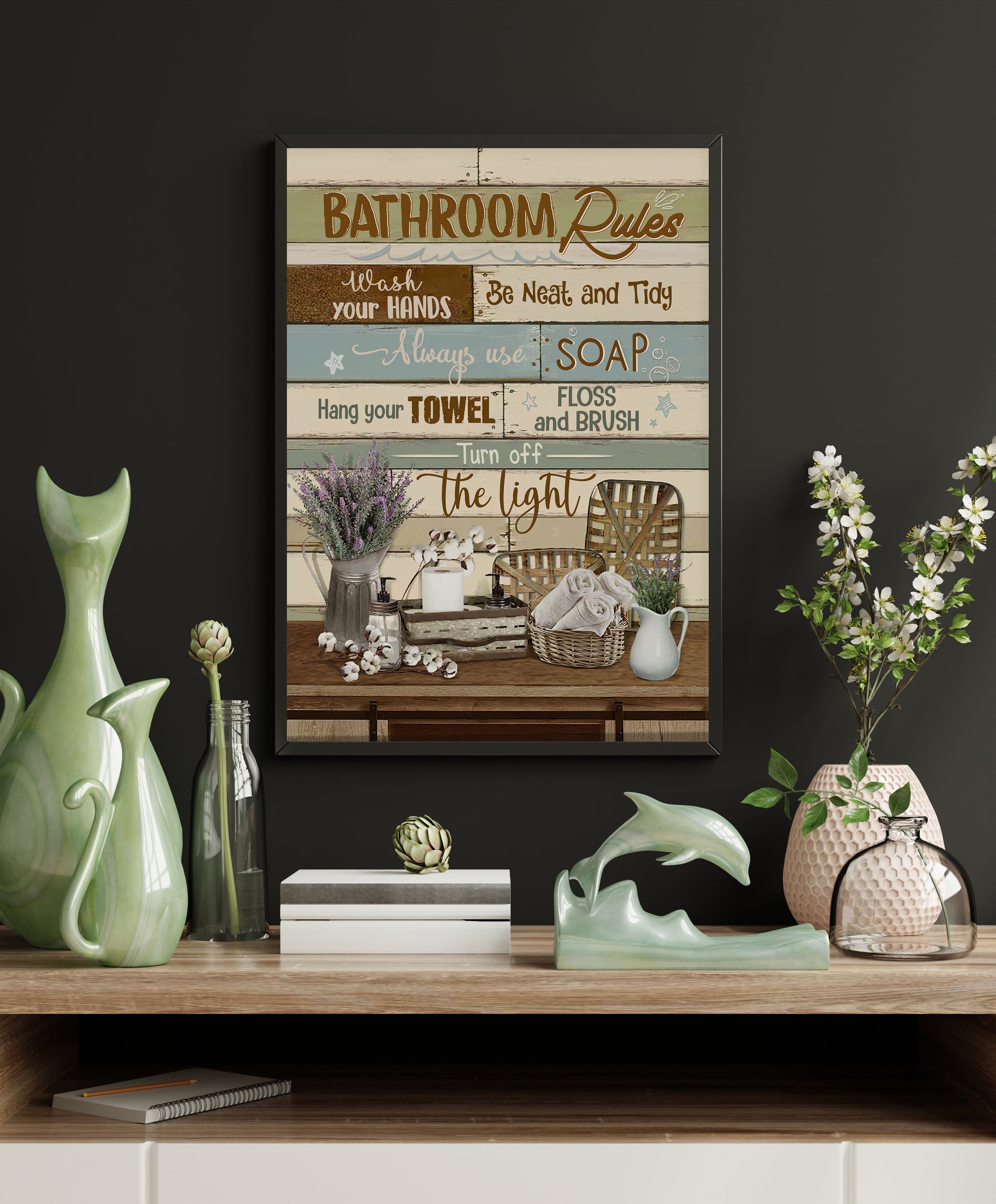 Vintage Bathroom Rules Poster