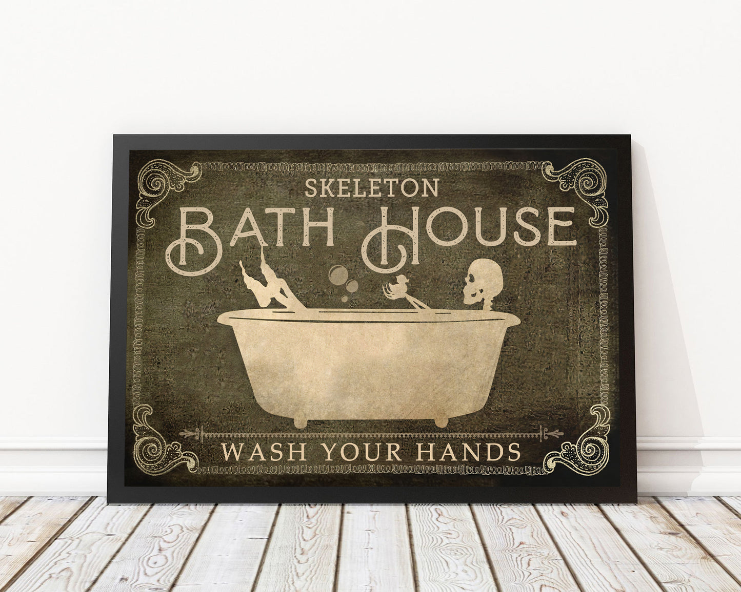 Funny Skeleton Wash Your Hands Bathroom Poster