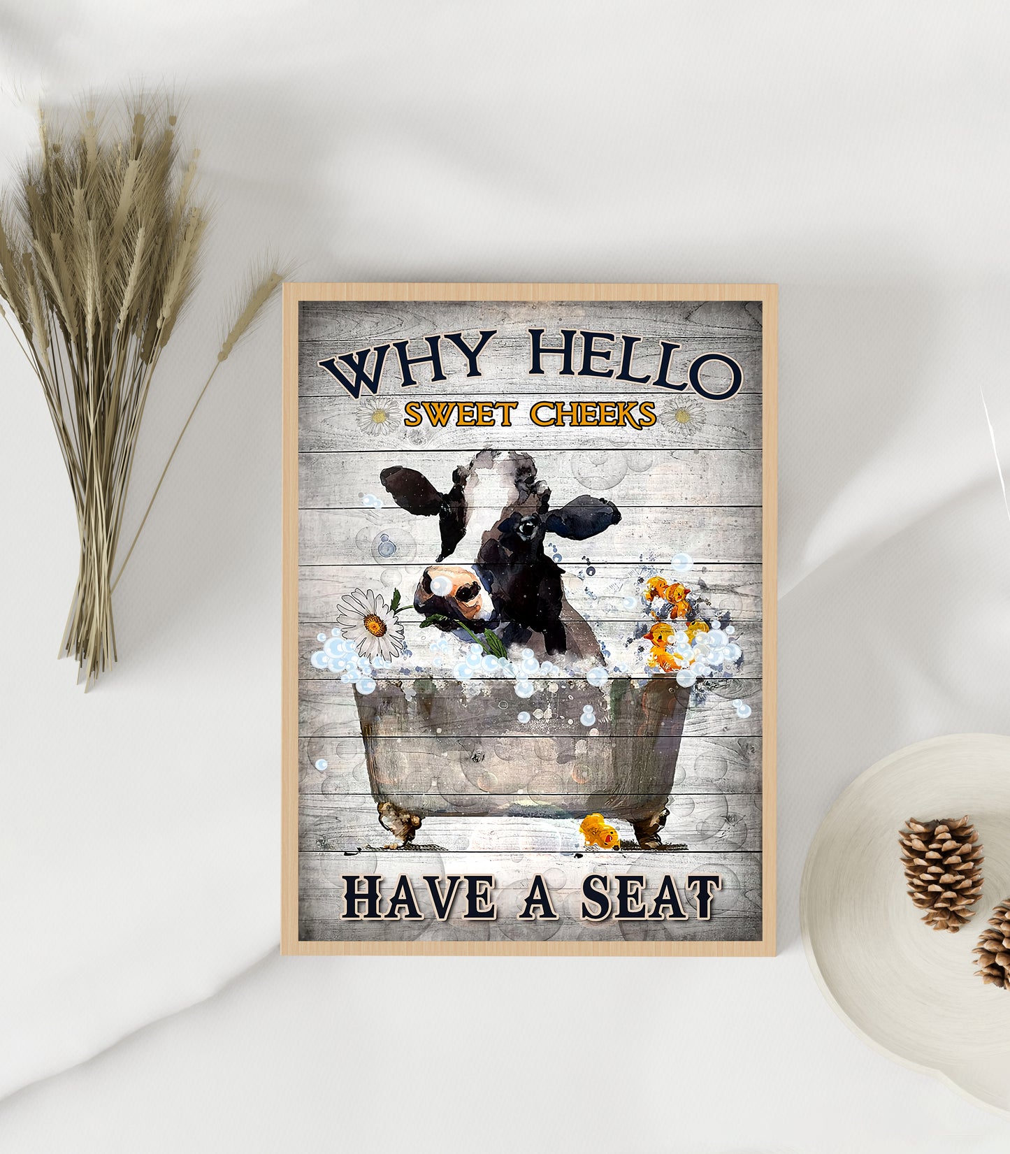 Funny Cow Why Hello Sweet Cheeks Have A Seat Poster