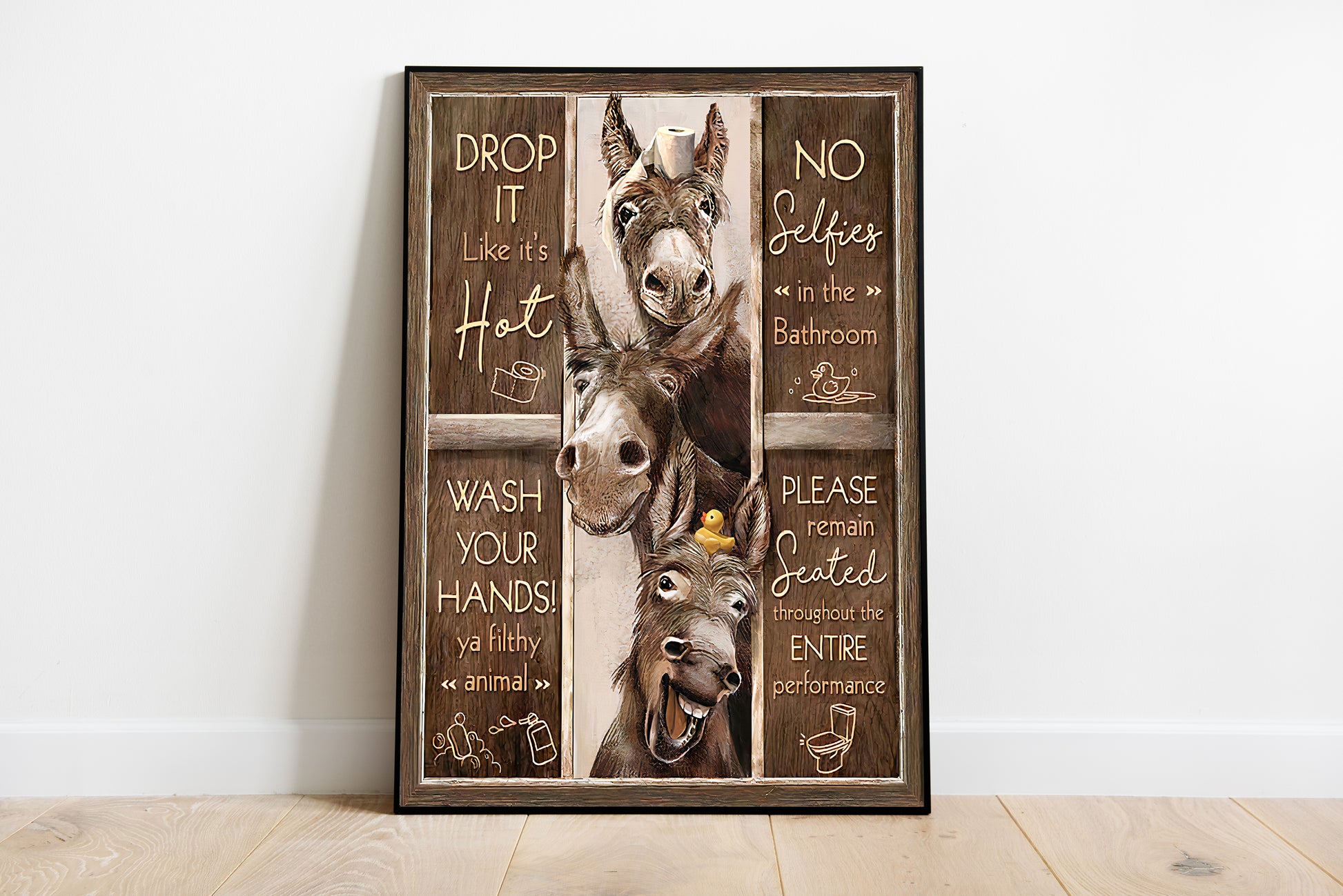 Funny Donkey Bathroom Rules Poster