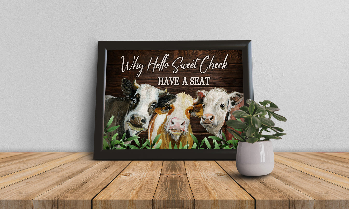 Funny Cow Bathroom Poster