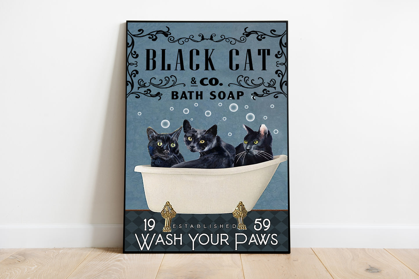 Funny Black Cat Bathroom Poster